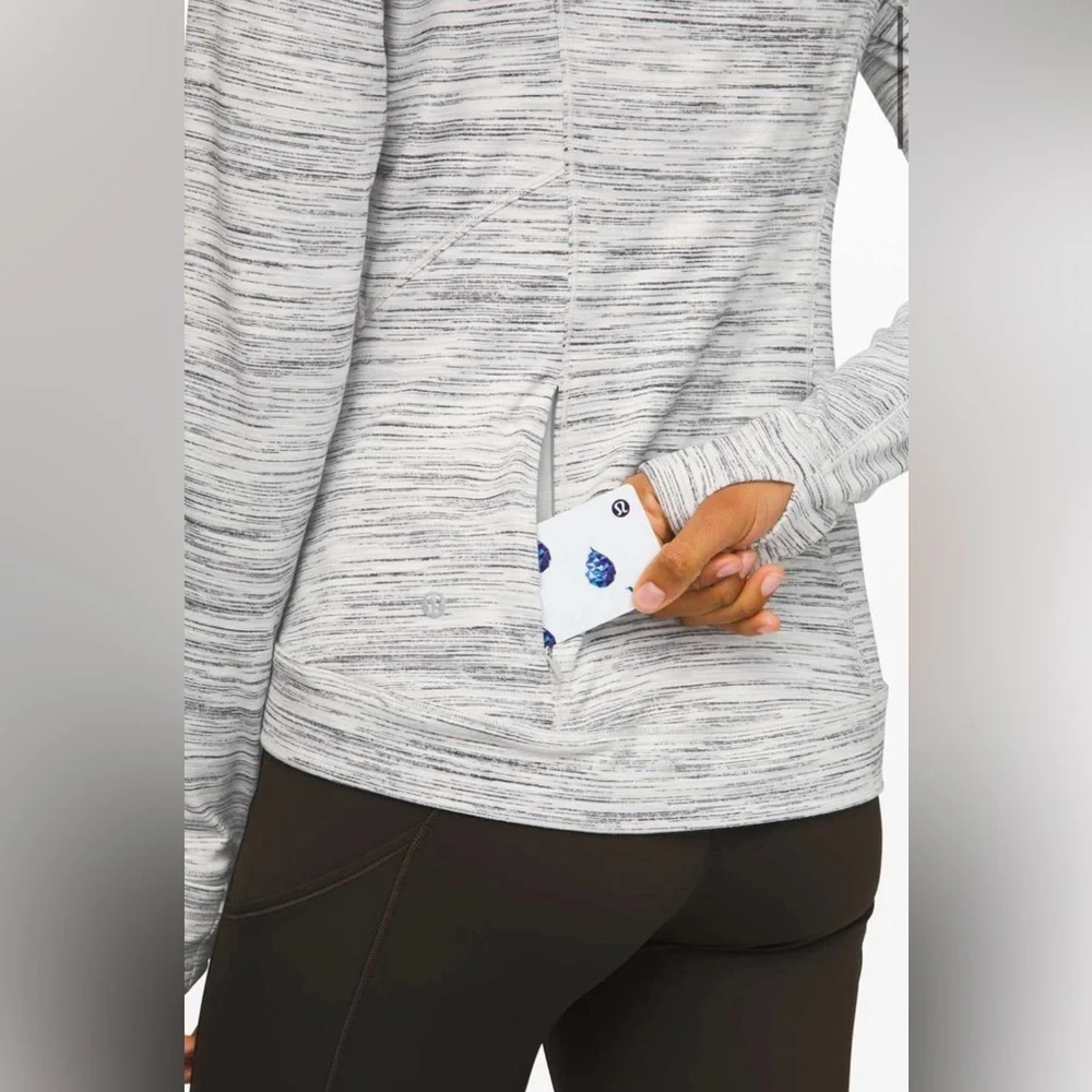Lululemon Outrun the Elements 1/2 Zip Space Dye Camo White Silver Spoon✨